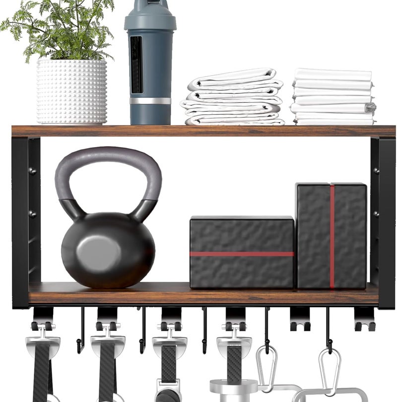 TJMOREE 2 Tier Floating Shelf Compatible with Tonal Accessories, T-Bracket Lock Adapters Hanger, Wall Mount Home Gym Storage Rack for Fitness Equipment - Image 1